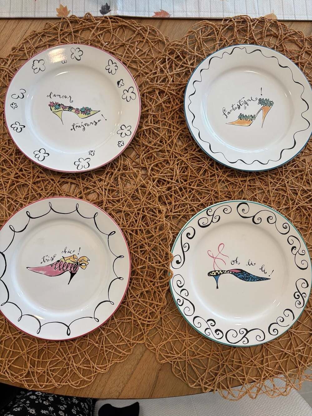 Rosanna Haute Shoes High Heel Shoes French Style Dessert Salad Plates Set of 4
